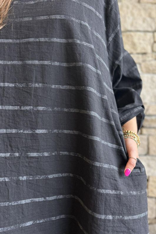 Porto Button Back Breton Tunic Black